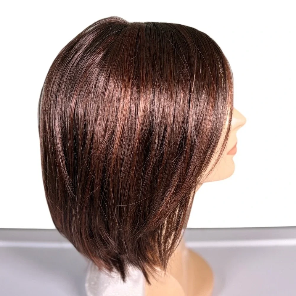 Henry Mangu Avery‎ Synthetic Wig Front Lace Center Part Brown Auburn 6H NWT